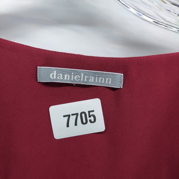 Daniel Raine maroon chiffon Short Sleeve Shirt| Size 2X - Picture 3 of 9